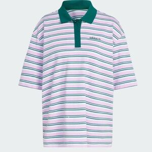 NWOT Adidas 80’s  OVERSIZED STRIPE POLO SHIRT